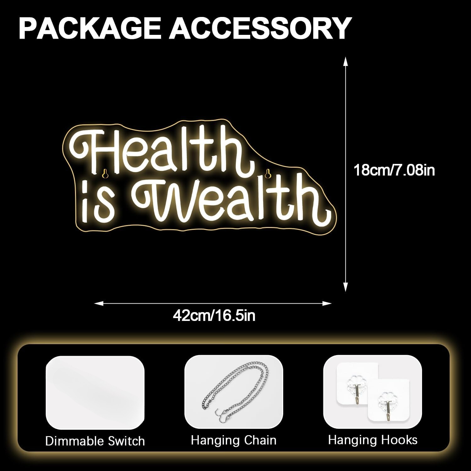 Health is Wealth Neon Sign USB - Health Wellness Office recension och pris