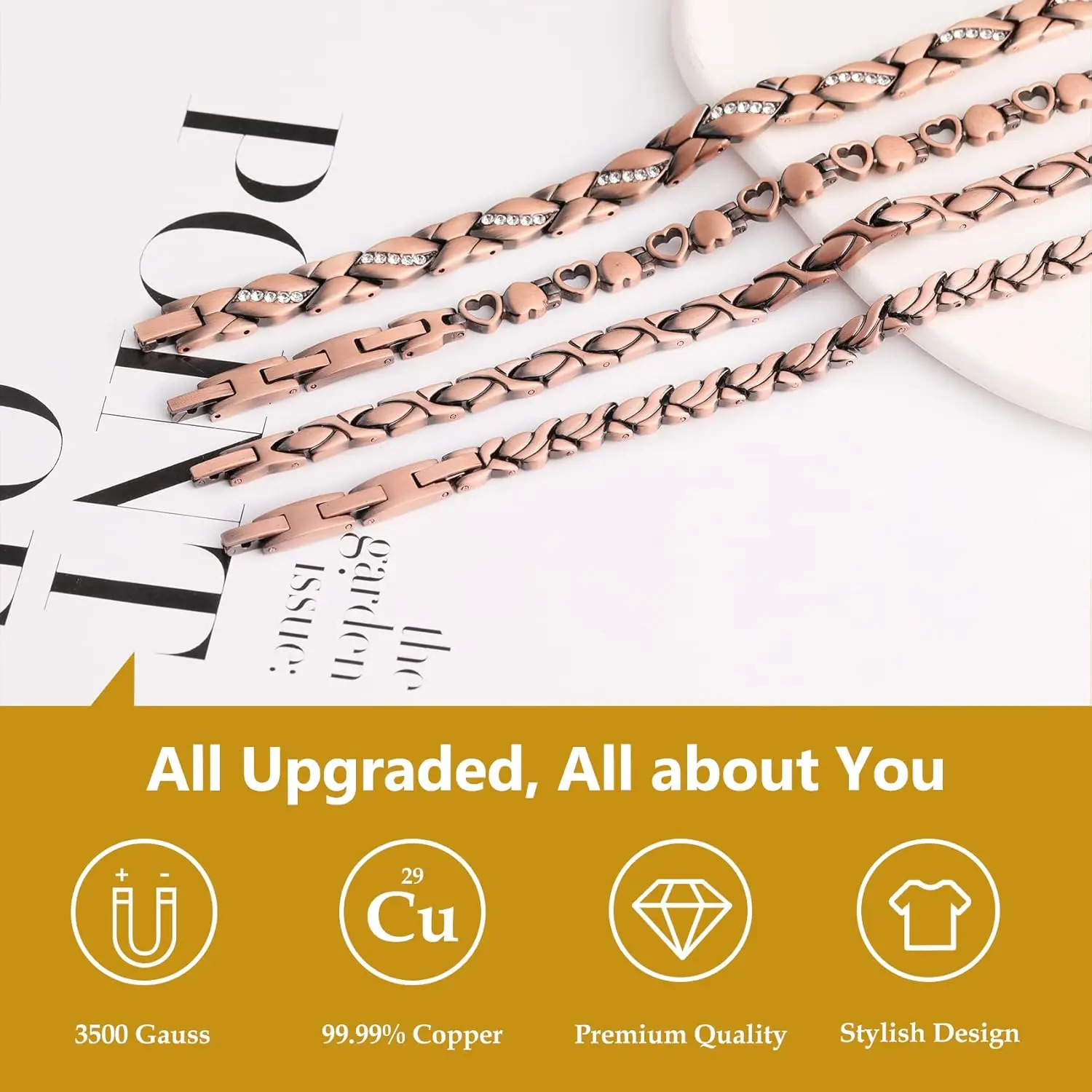 ARADOO Pure Copper Magnetic Br - Health Wellness Bracelet recension och pris