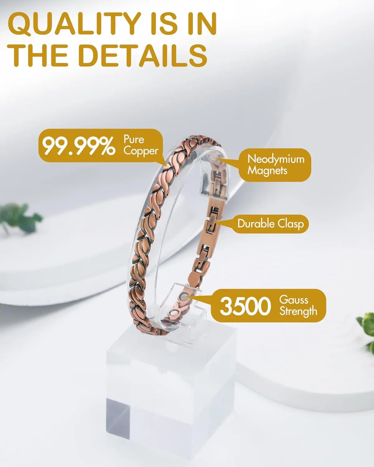 ARADOO Pure Copper Magnetic Br - Health Wellness Bracelet recension och pris